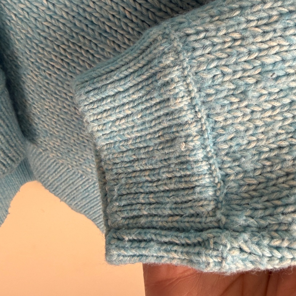 Cabi Frosty Pullover Sweater Blue Crochet V-Neck Women's Medium Aqua Item# 4282 - Picture 5 of 12
